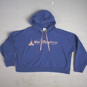 Walt Disney World 50th Anniversary Hoodie Blue Rose Gold Logo Womens XL